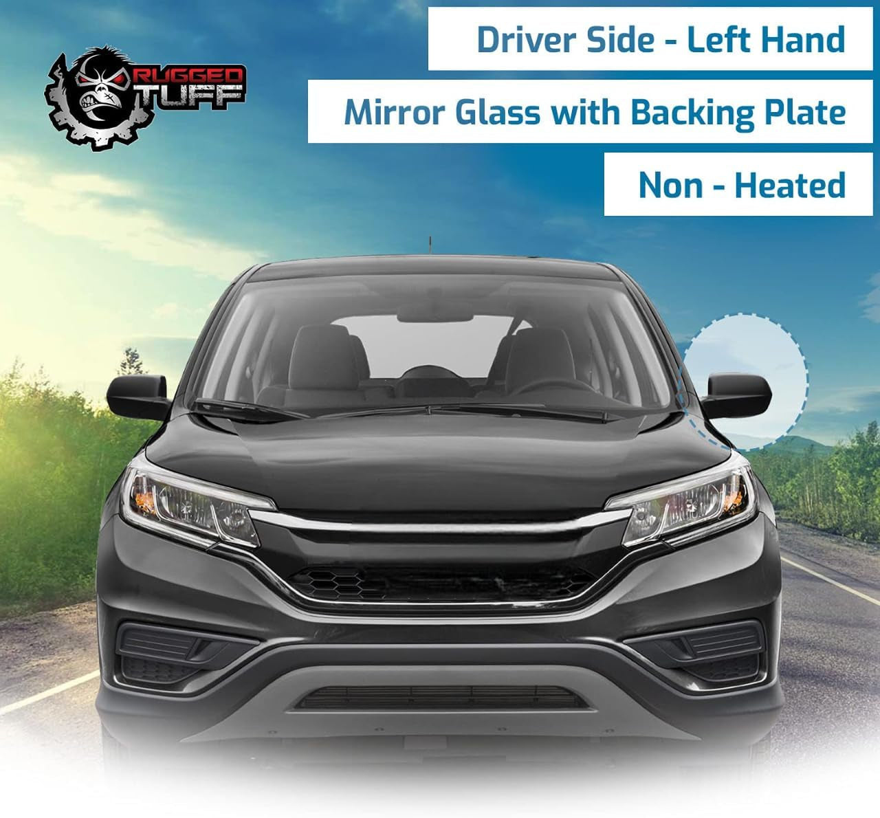 Driver Side Mirror Glass Assembly with Plastic Backing Plate (Non-Heated) Compatible with 2012-2016 Honda CRV, 2016-2020 HRV