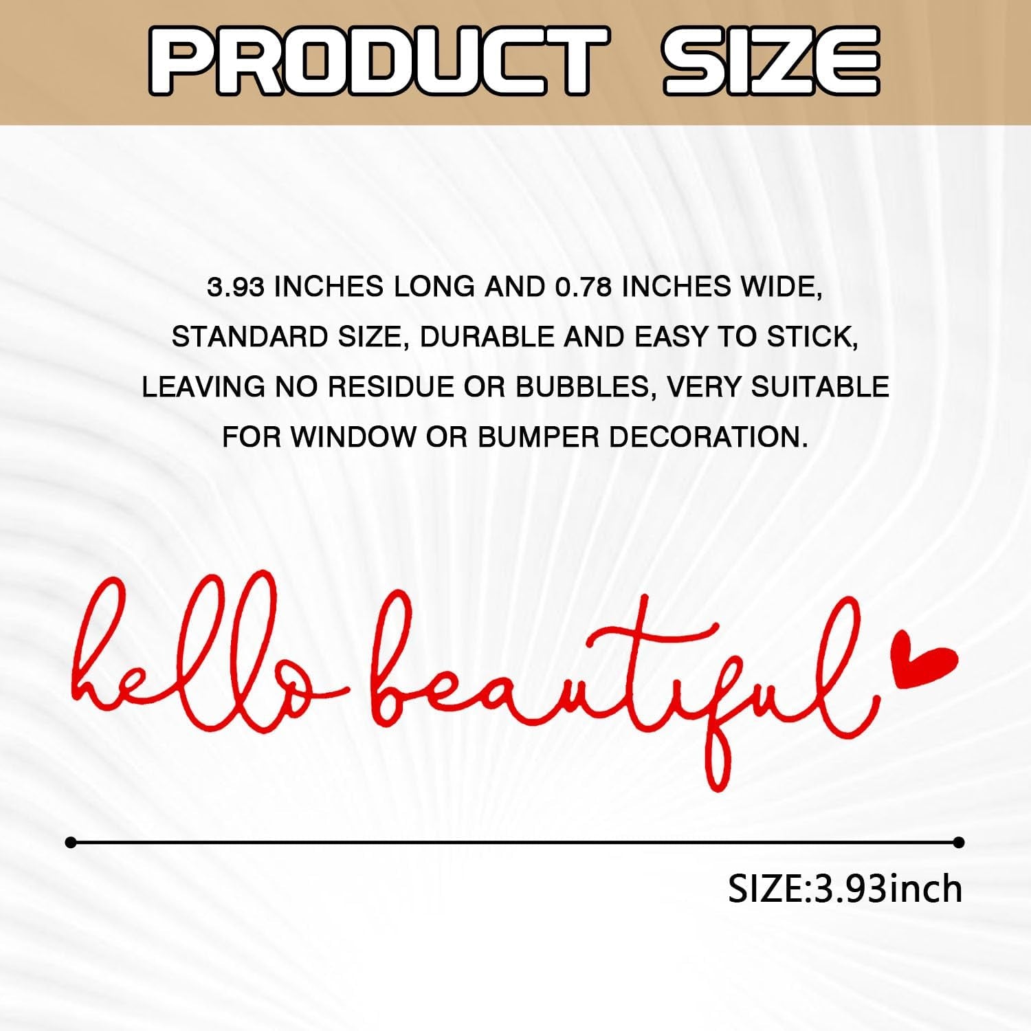 Hello Beautiful Rearview Mirror Decal Car Accessories for Women, Vinyl Rear View Mirror Window Stickers Car Decorations Gifts for Girls Self Affirmations（Red)