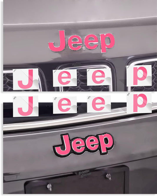 - 2018-2025 Jeep Compass MP - Jeep Front and Rear Emblem Overlay Decal Stickers - (Color: Hot Pink)