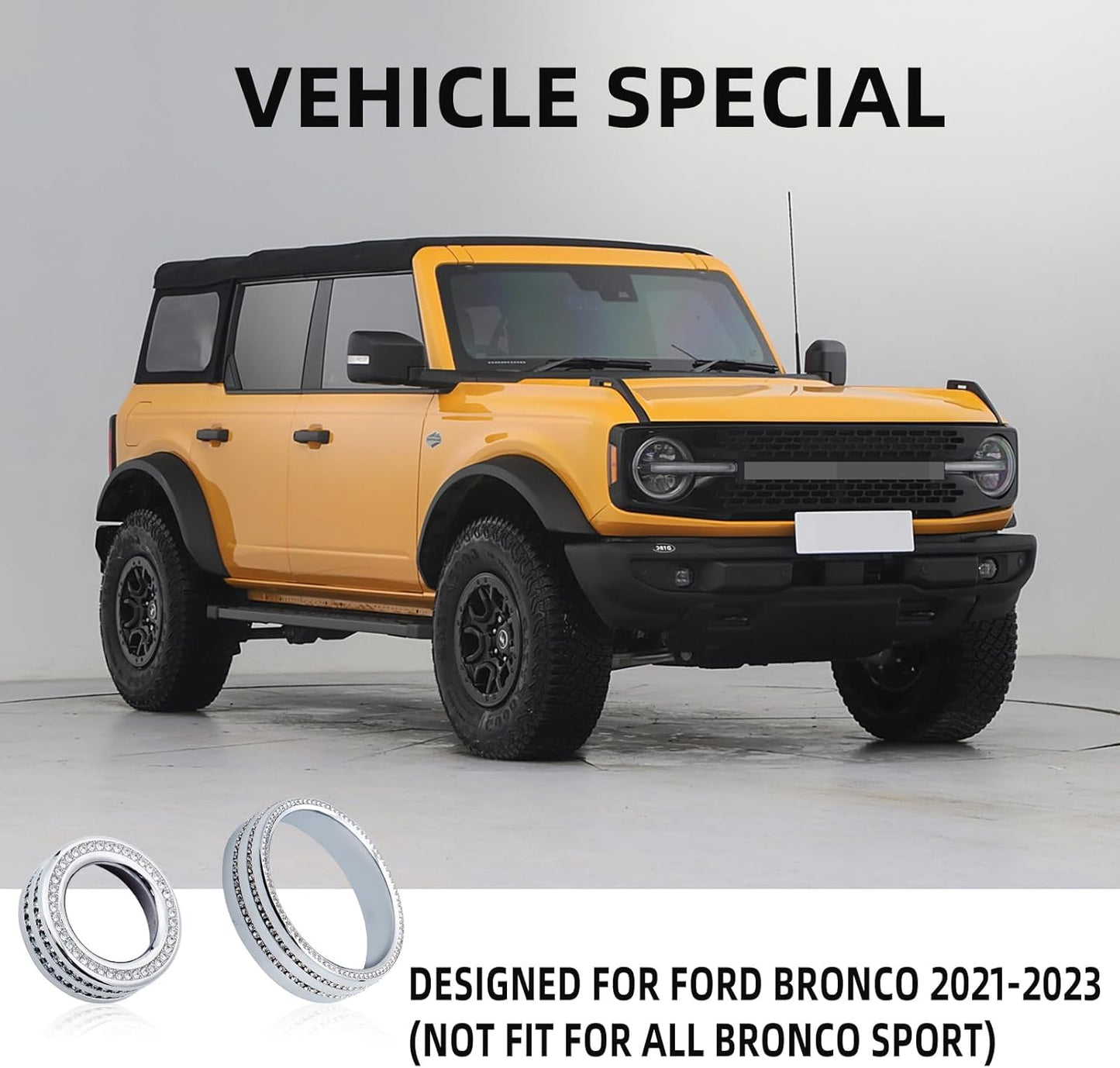 Fit Ford Bronco,Bling 4WD Wheel Drive Trailer Gear Switch Knob Cover and Side Light Switch Knob Cover Crystal Accessories Fit Ford Bronco 2021-2023(Not for Bronco Sport)