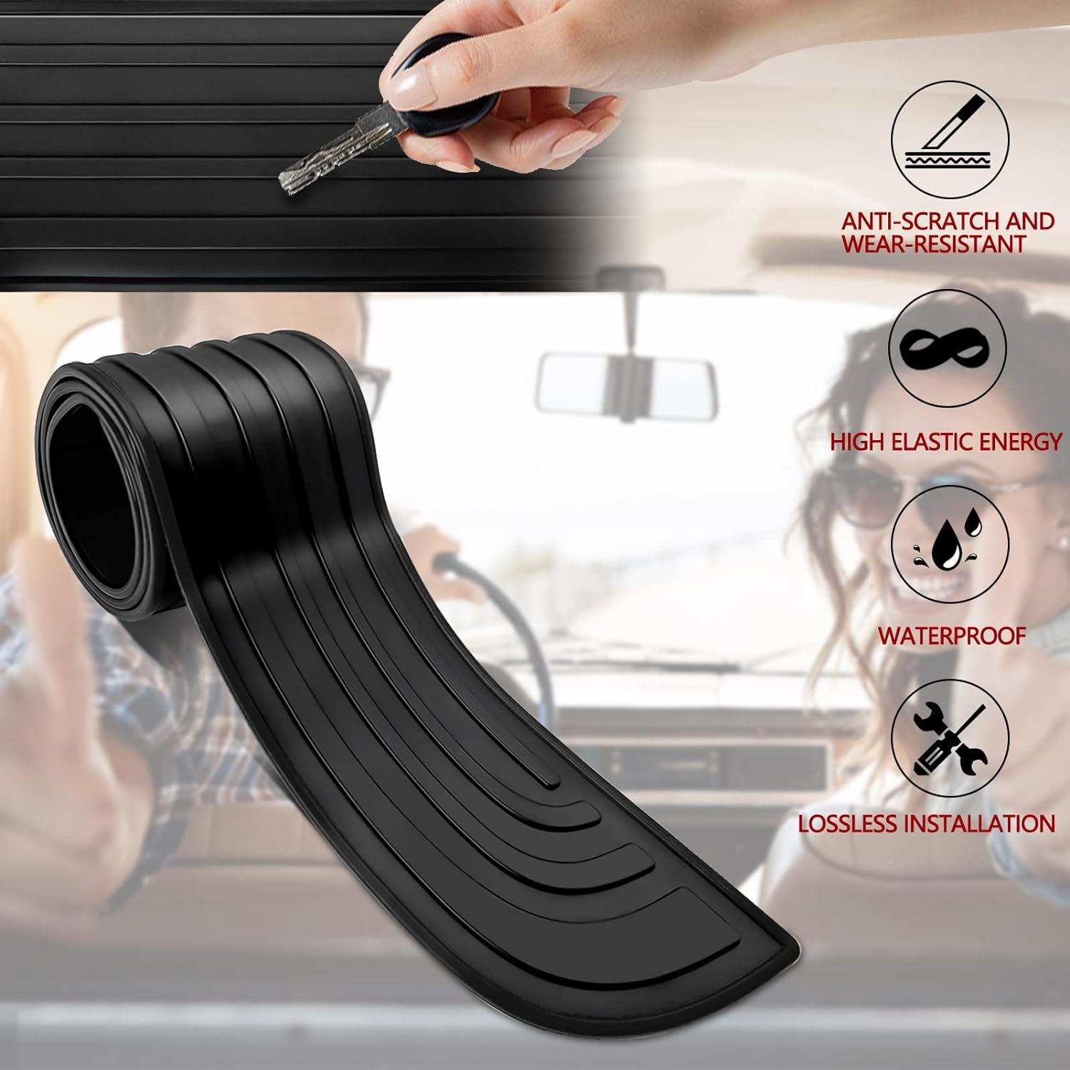 Rear Bumper Protector, Self-Contained Viscose Natural Rubber Material Car Bumper Guard, Car Bumper Protector for Most Models Car Exterior Accessories