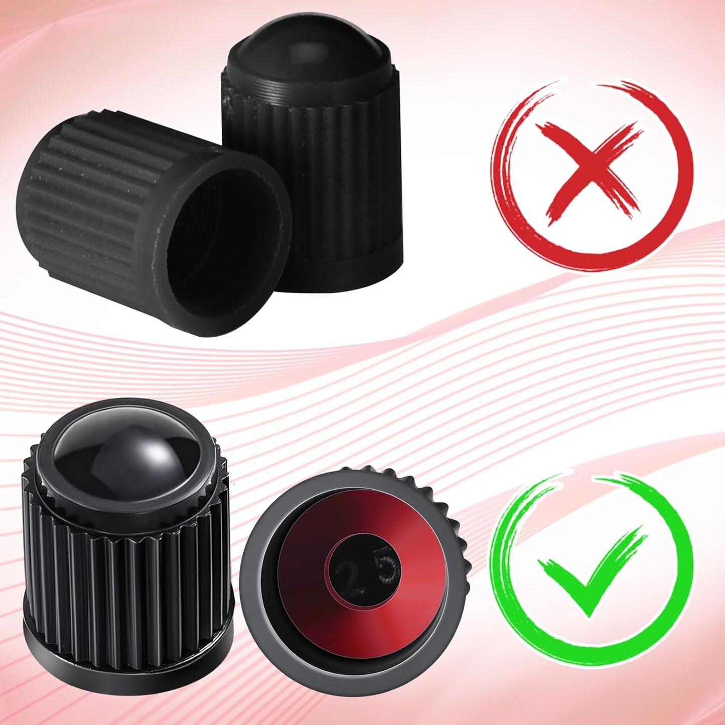 20 Pack Tyre Valve Dust Caps for Car, Motorbike, Trucks, Bike, Bicycle (Black)