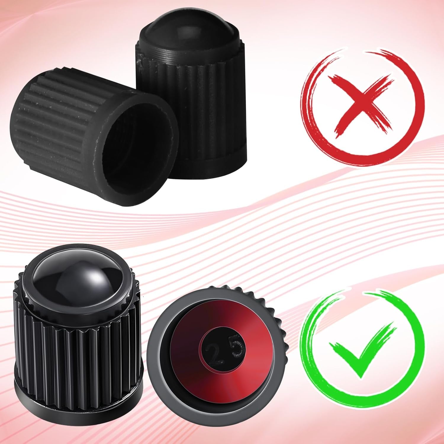 20 Pack Tyre Valve Dust Caps for Car, Motorbike, Trucks, Bike, Bicycle (Black)
