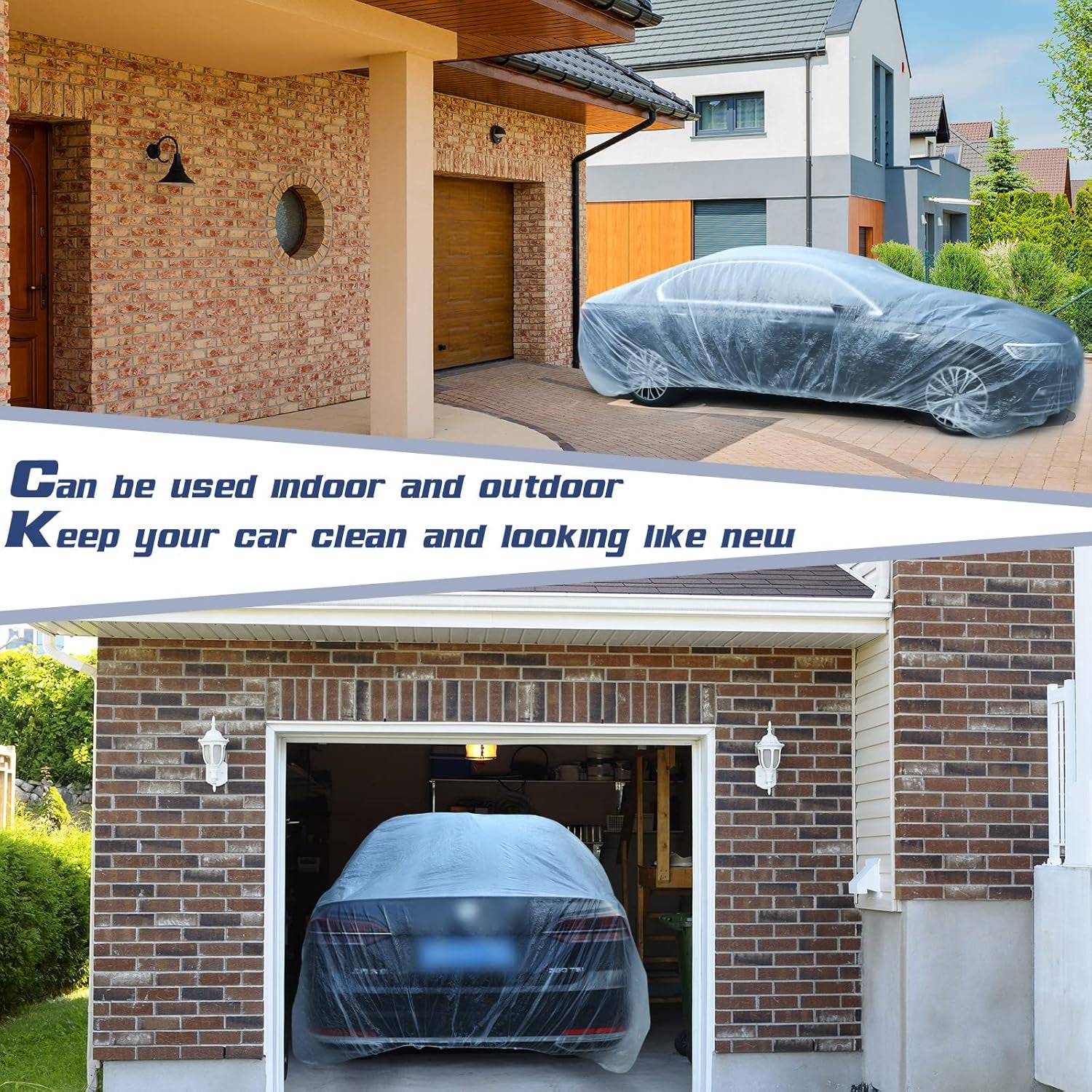 12 Pack Universal Plastic Car Cover Disposable Clear Car Cover with Elastic Band Waterproof Dustproof Car Protective Cover 12.5 X 21.3 Ft Full Exterior Transparent Car Protector for Sedan