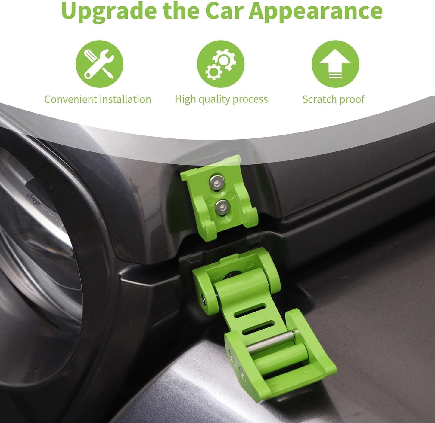 For Jeep Hood Latches Lock Catch Kit for Jeep Wrangler JK JKU 2007-2017 for Wrangler JL JLU 2018 up for Gladiator JT 2020 Up, Exterior Accessories (Green) 2Pcs