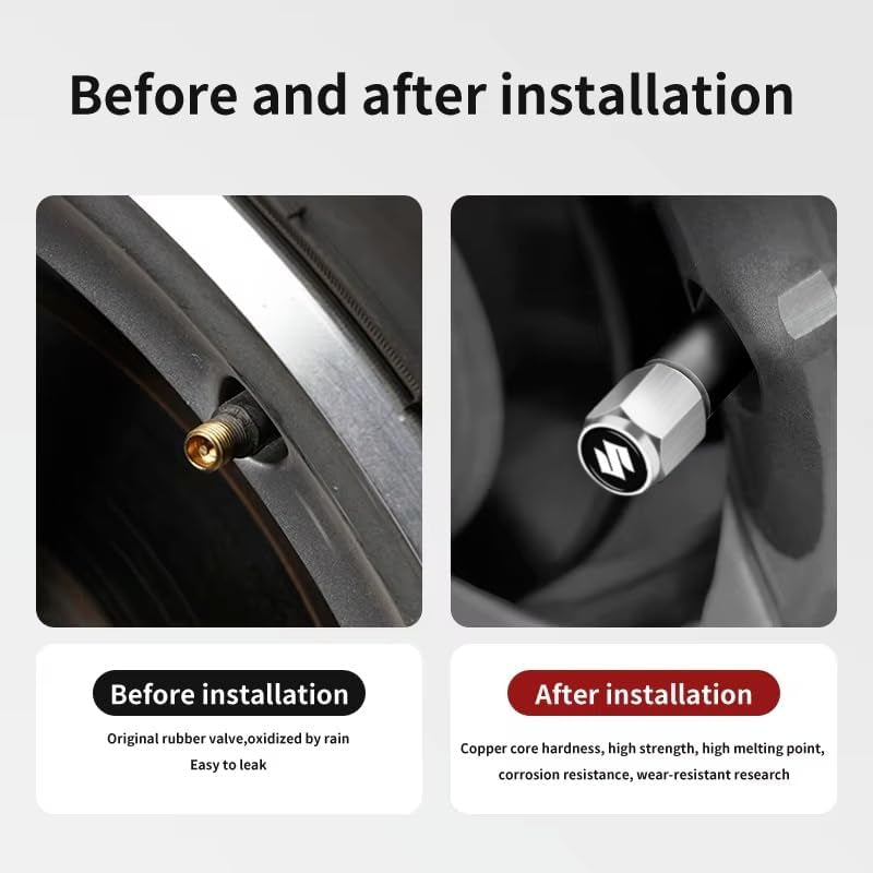 Car Wheel Tire Valve Stem Caps for Suzuki Swift 2013-2023,Tire Valve Caps Stem Covers Dust Caps for Car Tyres Car Wheel Air Cover Tire Air Cap Car Accessories,Silver-A