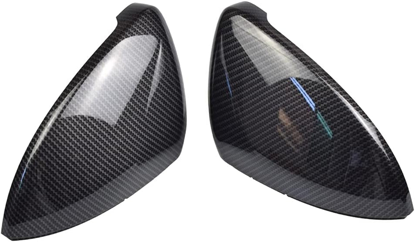 1 Pair Black Rearview Mirror Cover Left Right Side Mirror Covers Caps for VW Golf MK7 7.5 GTI 7 Golf 7 R (Carbon Fiber)