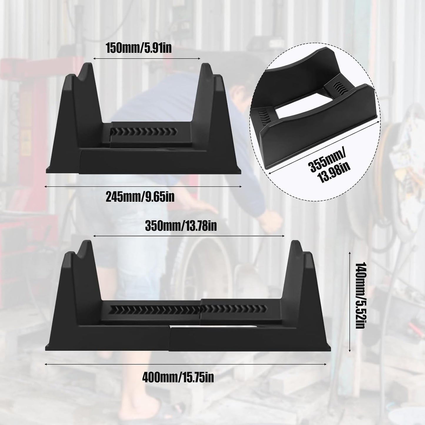 4Pcs Car Tire Display Rack, Adjustable Width Tire Wheel Stand Base Car Wheel Holder Plastic Tire Tray Base Tire Rack for Exhibition, Shop, Garage, Advertising, Trade, Show, Tire Not Include