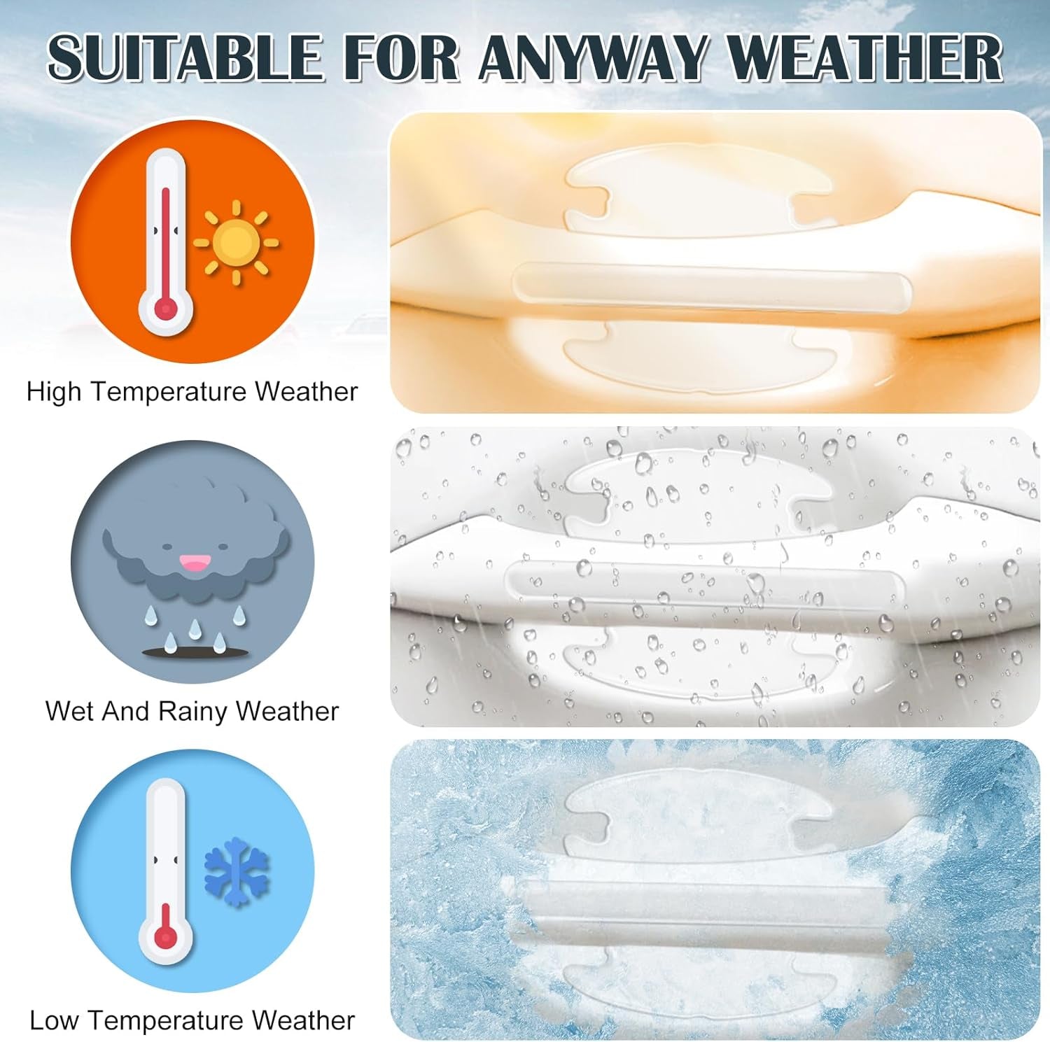 16PCS Car Door Handle Protector, Waterproof Anti-Scratch Paint Invisible Cars Door Handle Bowl Sticker Avoiding Scratches, Auto Exterior Accessories Protection Film for Most Models (Clear Transparent)