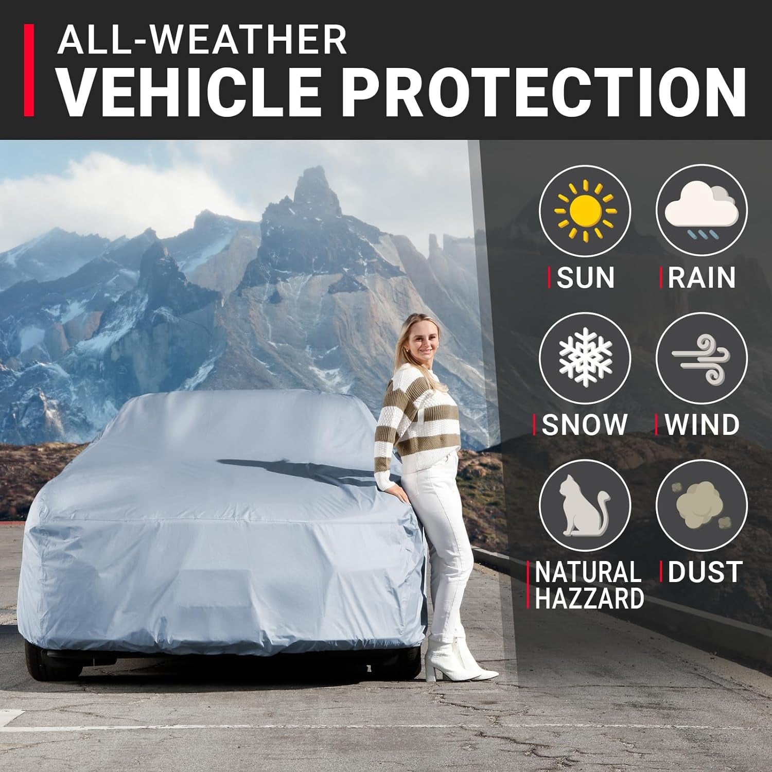 Premium Car Cover for 1967-1969 Plymouth Barracuda Heavy Duty Waterproof All-Weather Automobiles Custom Fit Indoor Outdoor UV Snow Protection Covers with Straps and Bag