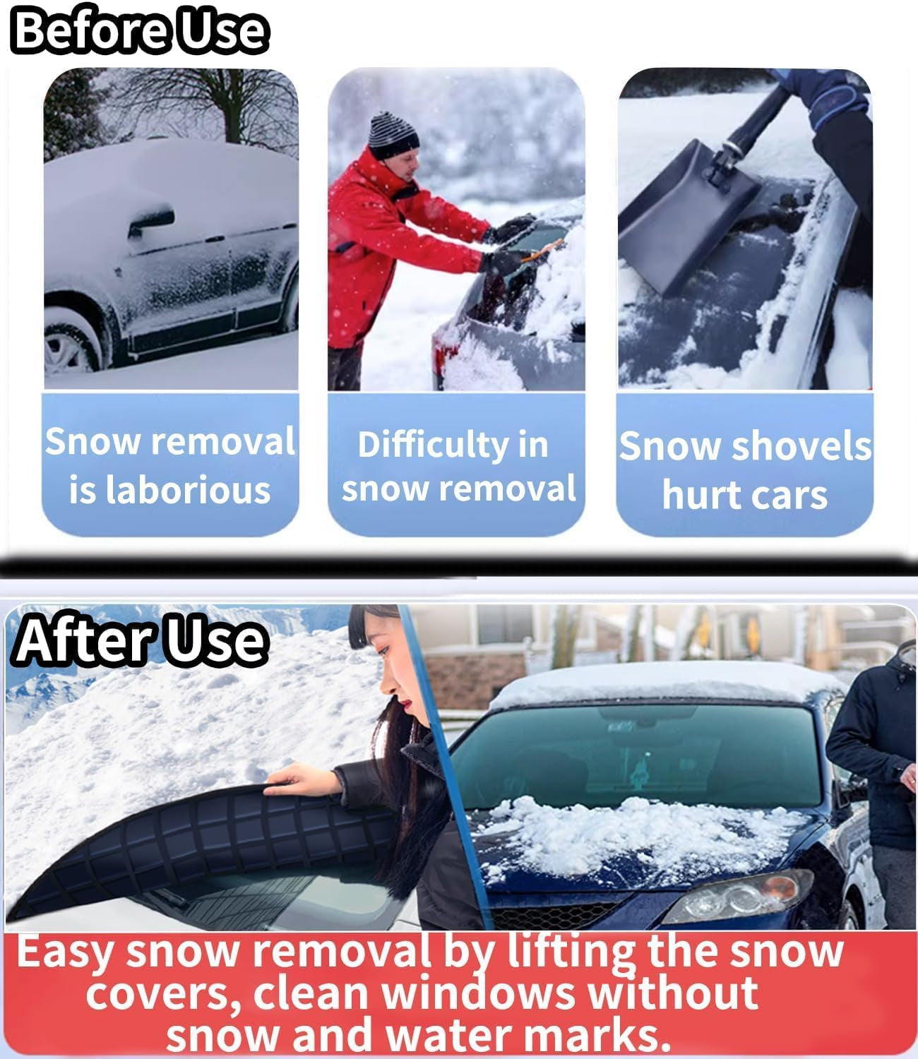 Custom Fit for for Cadillac Windshield Snow Covers, 8 Layers Waaterproof Windproof Protection, UV, Winter Magnetic Windshield Frost Cover, for Cadillac Accessories (For Cadillac Escalade ESV)