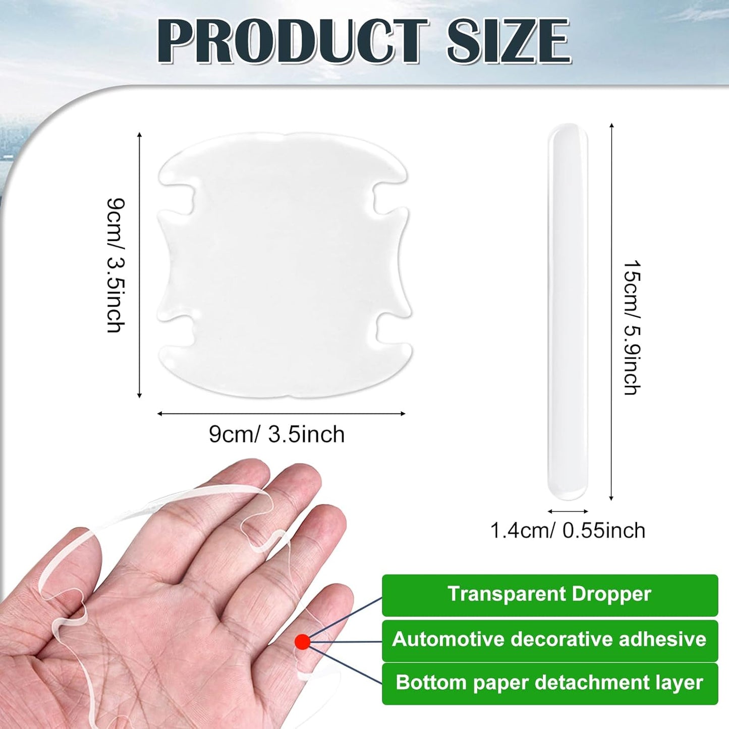16PCS Car Door Handle Protector, Waterproof Anti-Scratch Paint Invisible Cars Door Handle Bowl Sticker Avoiding Scratches, Auto Exterior Accessories Protection Film for Most Models (Clear Transparent)