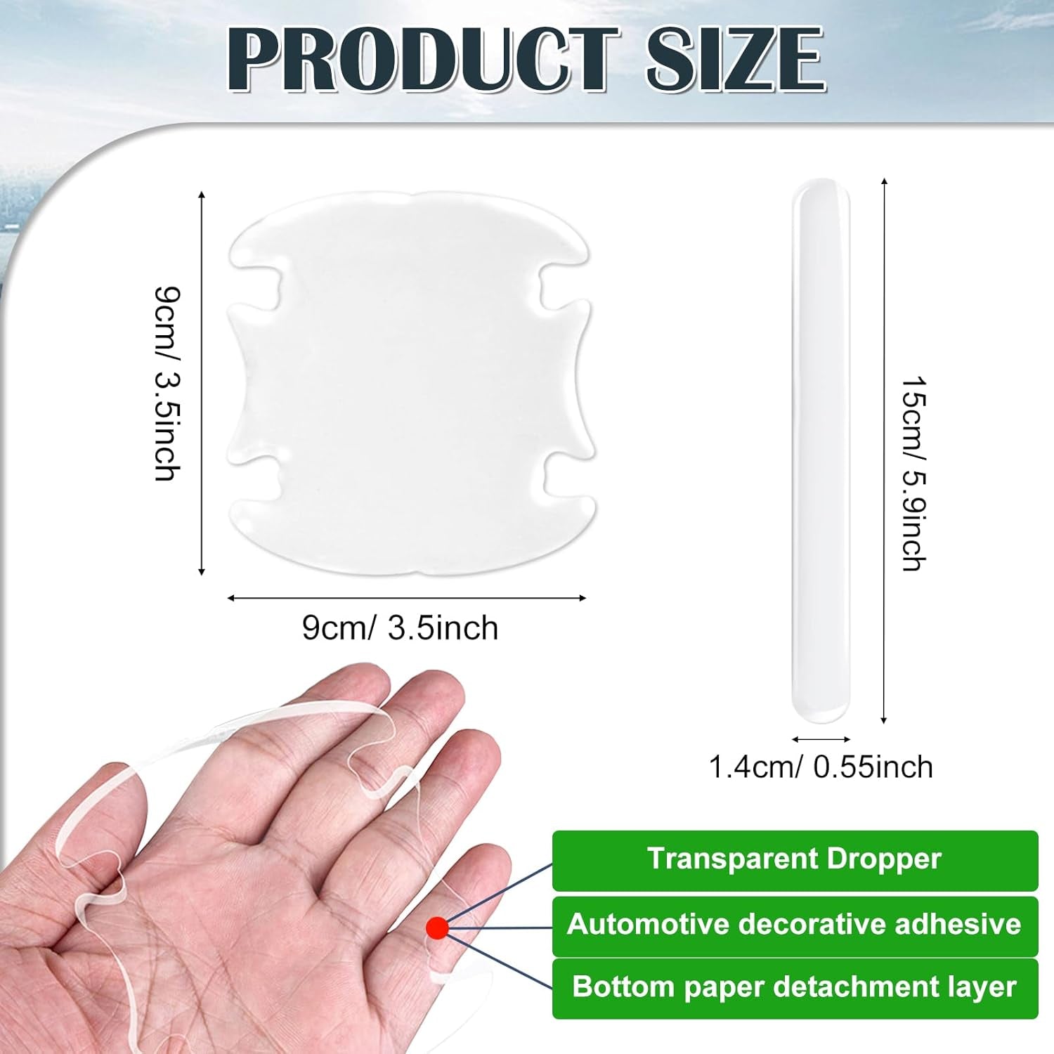 16PCS Car Door Handle Protector, Waterproof Anti-Scratch Paint Invisible Cars Door Handle Bowl Sticker Avoiding Scratches, Auto Exterior Accessories Protection Film for Most Models (Clear Transparent)