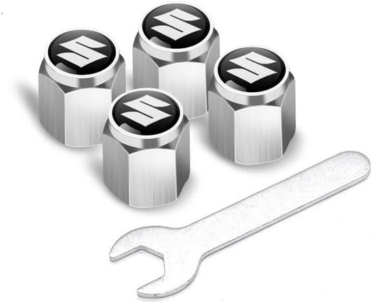 Car Wheel Tire Valve Stem Caps for Suzuki Swift 2013-2023,Tire Valve Caps Stem Covers Dust Caps for Car Tyres Car Wheel Air Cover Tire Air Cap Car Accessories,Silver-A