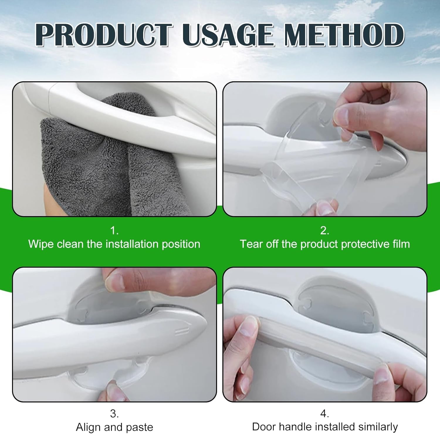 16PCS Car Door Handle Protector, Waterproof Anti-Scratch Paint Invisible Cars Door Handle Bowl Sticker Avoiding Scratches, Auto Exterior Accessories Protection Film for Most Models (Clear Transparent)