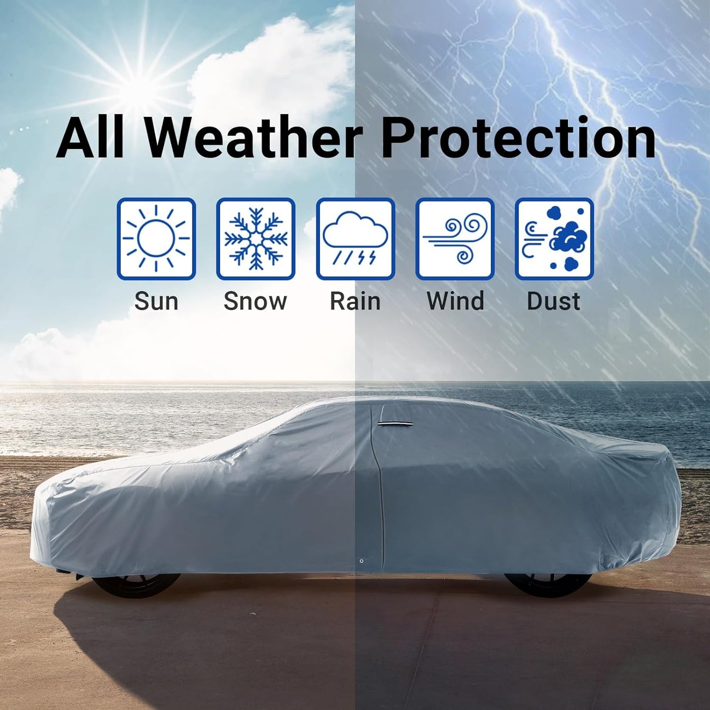 Premium Car Cover for 1967-1969 Plymouth Barracuda Heavy Duty Waterproof All-Weather Automobiles Custom Fit Indoor Outdoor UV Snow Protection Covers with Straps and Bag
