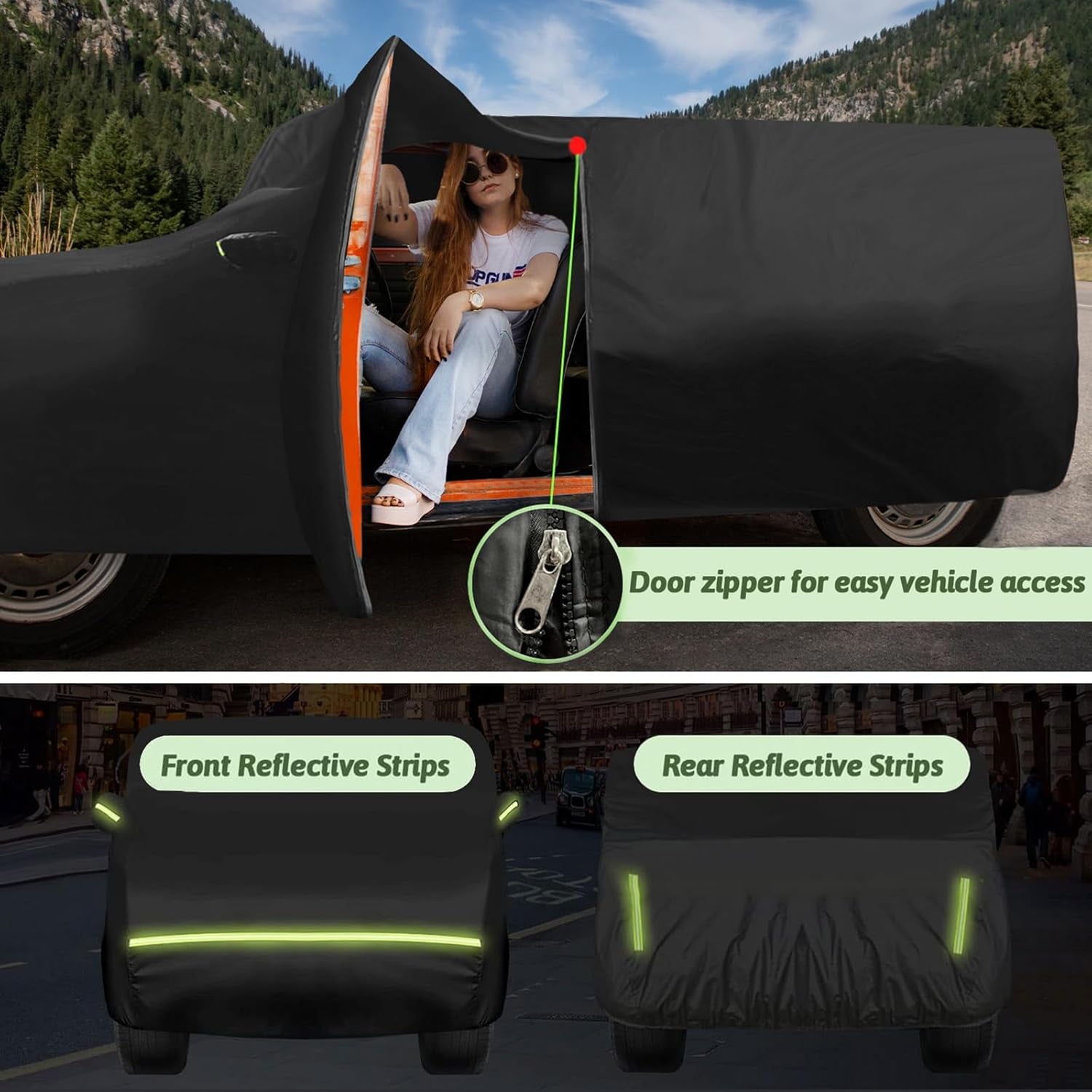Car Cover for 2003-2025 Chevrolet Express Van/Gmc Savana Cargo Van 1500/2500/3500 Regular SWB, Waterproof 210T Sun Rain UV Dust Snow Protection Car Cover with Zipper Door & Windproof Straps