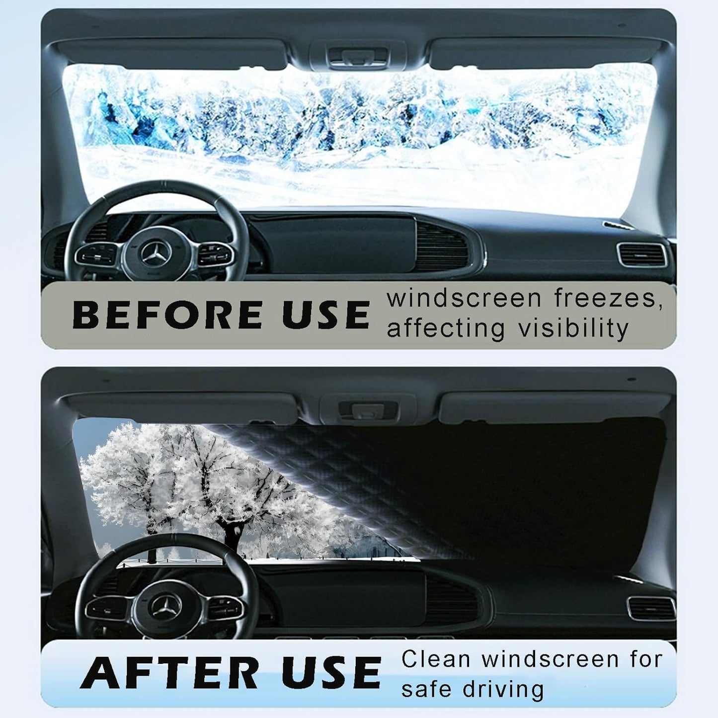 Custom Fit for for Cadillac Windshield Snow Covers, 8 Layers Waaterproof Windproof Protection, UV, Winter Magnetic Windshield Frost Cover, for Cadillac Accessories (For Cadillac Escalade ESV)