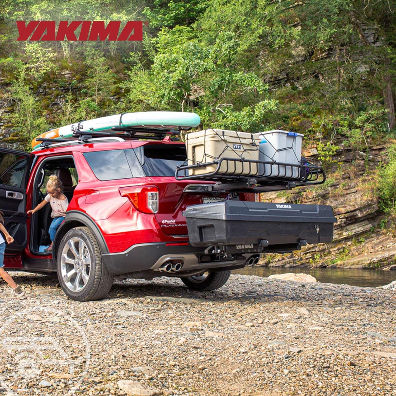 Swing Rack 2 Inch Hitch Cargo System, EXO Swingbase, Bundled with EXO Gearlocker Storage Box - Car Vehicle Accessories for Travel and Camping