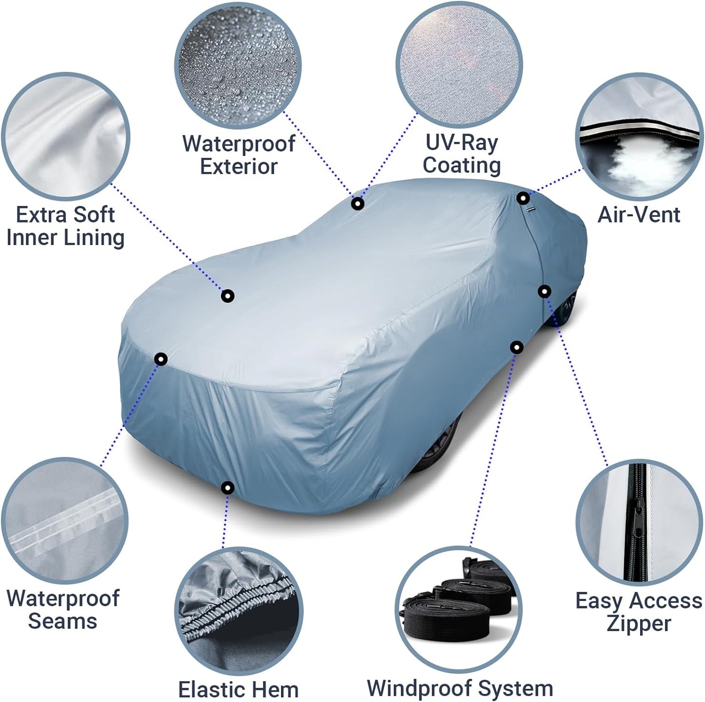 Premium Car Cover for 1967-1969 Plymouth Barracuda Heavy Duty Waterproof All-Weather Automobiles Custom Fit Indoor Outdoor UV Snow Protection Covers with Straps and Bag