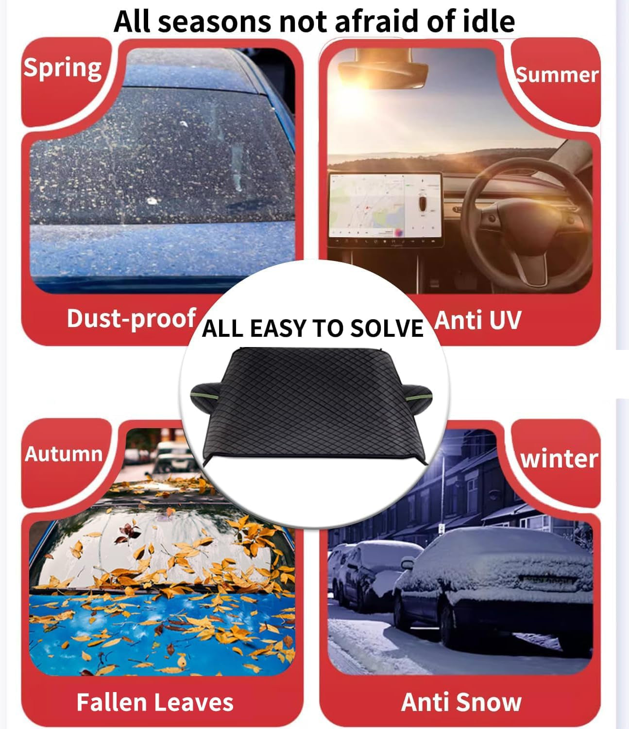 Custom Fit for for Cadillac Windshield Snow Covers, 8 Layers Waaterproof Windproof Protection, UV, Winter Magnetic Windshield Frost Cover, for Cadillac Accessories (For Cadillac Escalade ESV)
