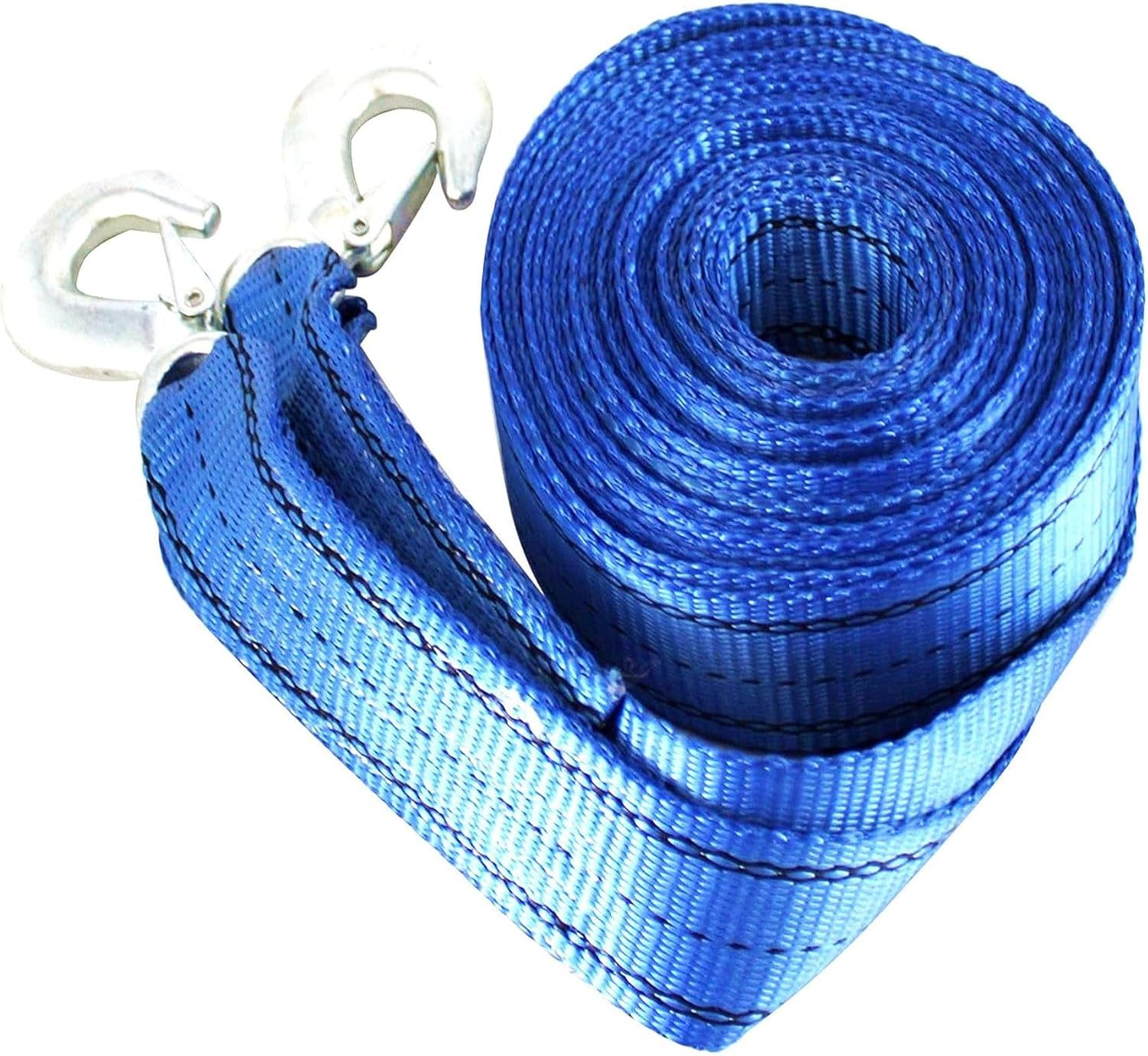(R) Heavy-Duty Tow Strap with Hooks | 10,000-Pound Capacity | Woven Polyester Webbing | HD Truck Recovery, ATV Towing, Vehicle Rescue | Reliable Tow Rope Versatile Applications (2Inch X 20FT Blue)