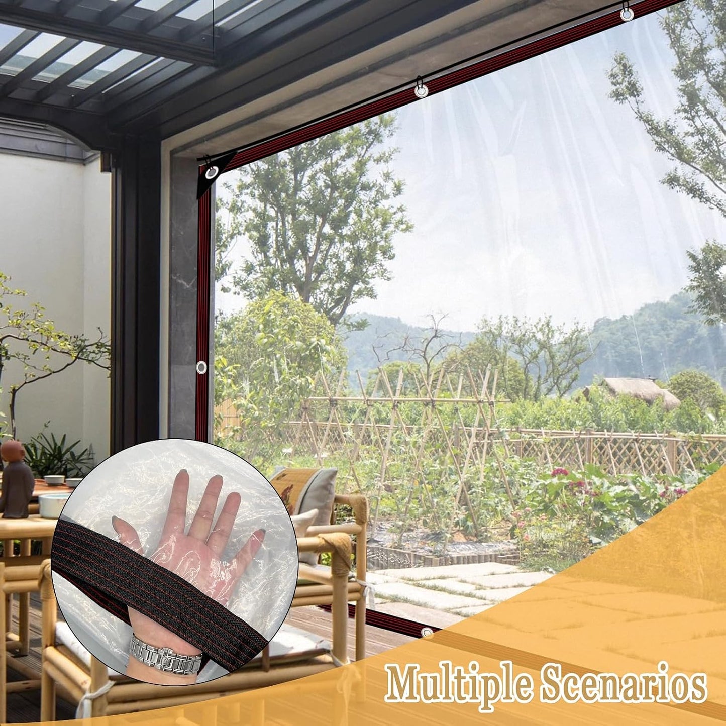Clear Tarp Waterproof 4X6 FT - Plastic Small Tarps Heavy Duty Cover for Patio Enclosures Winter Protection for Plants Gardens Chicken Coops and Patios