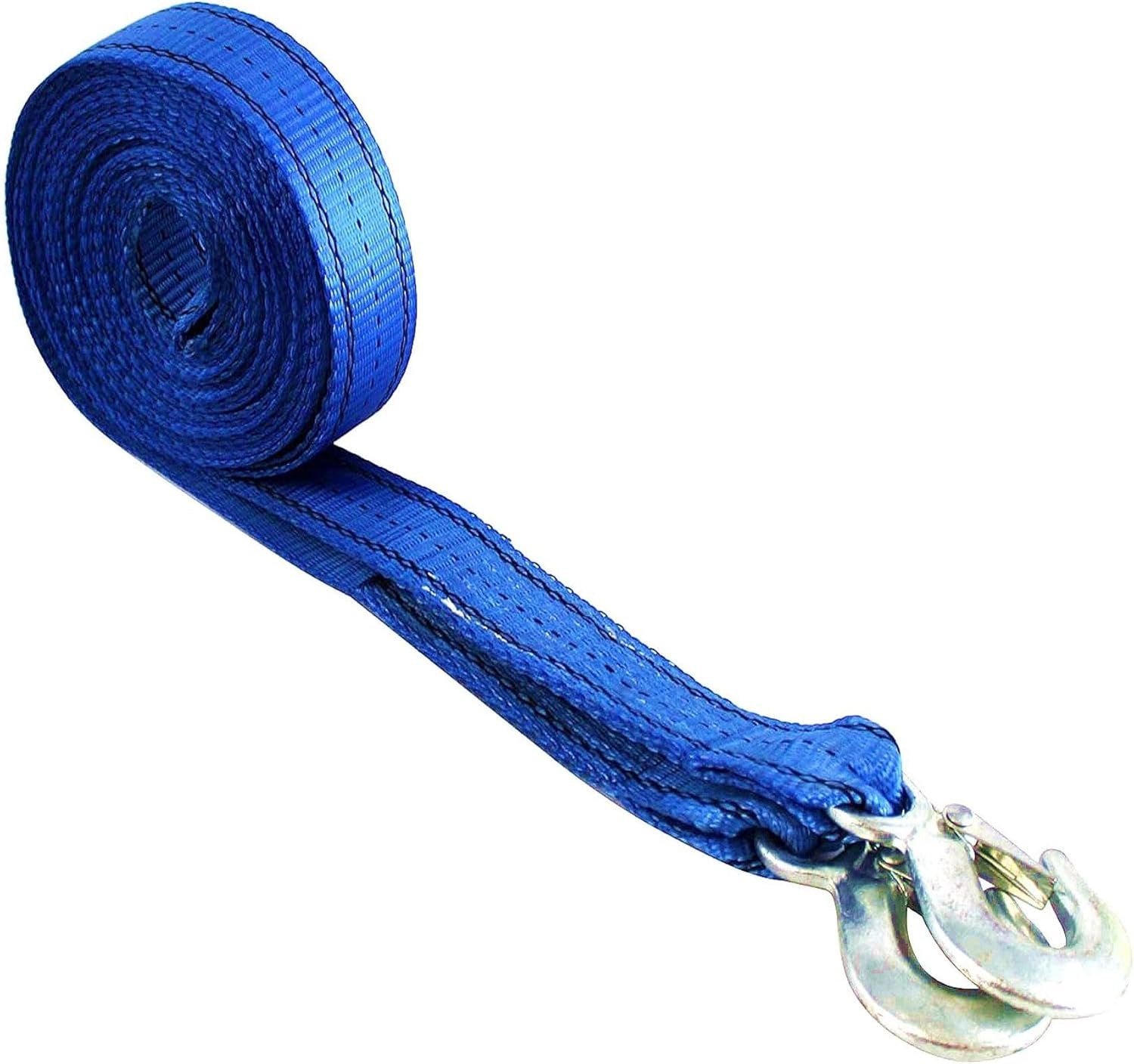(R) Heavy-Duty Tow Strap with Hooks | 10,000-Pound Capacity | Woven Polyester Webbing | HD Truck Recovery, ATV Towing, Vehicle Rescue | Reliable Tow Rope Versatile Applications (2Inch X 20FT Blue)