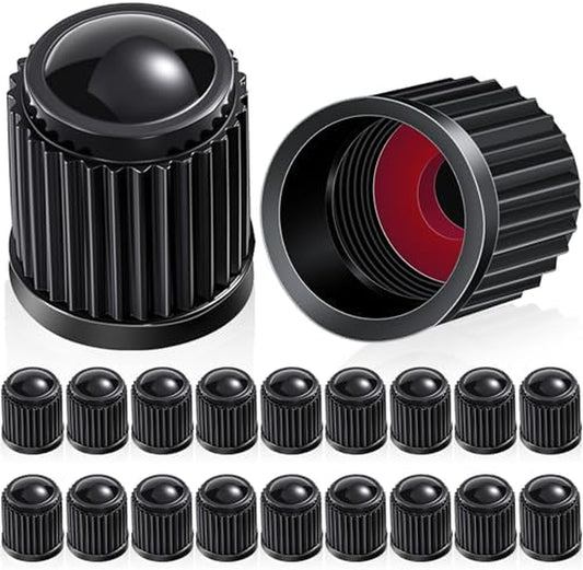 20 Pack Tyre Valve Dust Caps for Car, Motorbike, Trucks, Bike, Bicycle (Black)